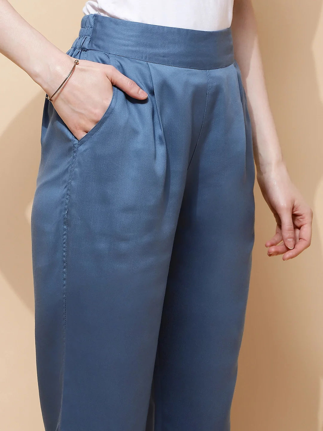 Blue Rayon Relaxed Fit Lower - Global Republic