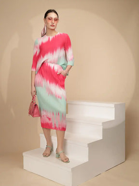 Multicolor Polyester Blend Regular Fit Co-Ord Set For Women