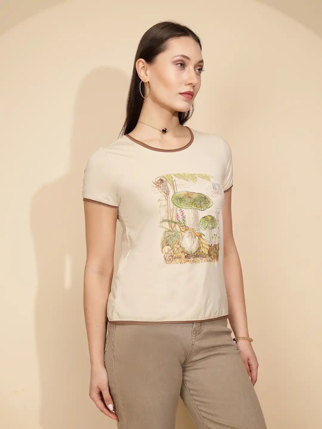 Beige Cotton Regular Fit Top - Global Republic