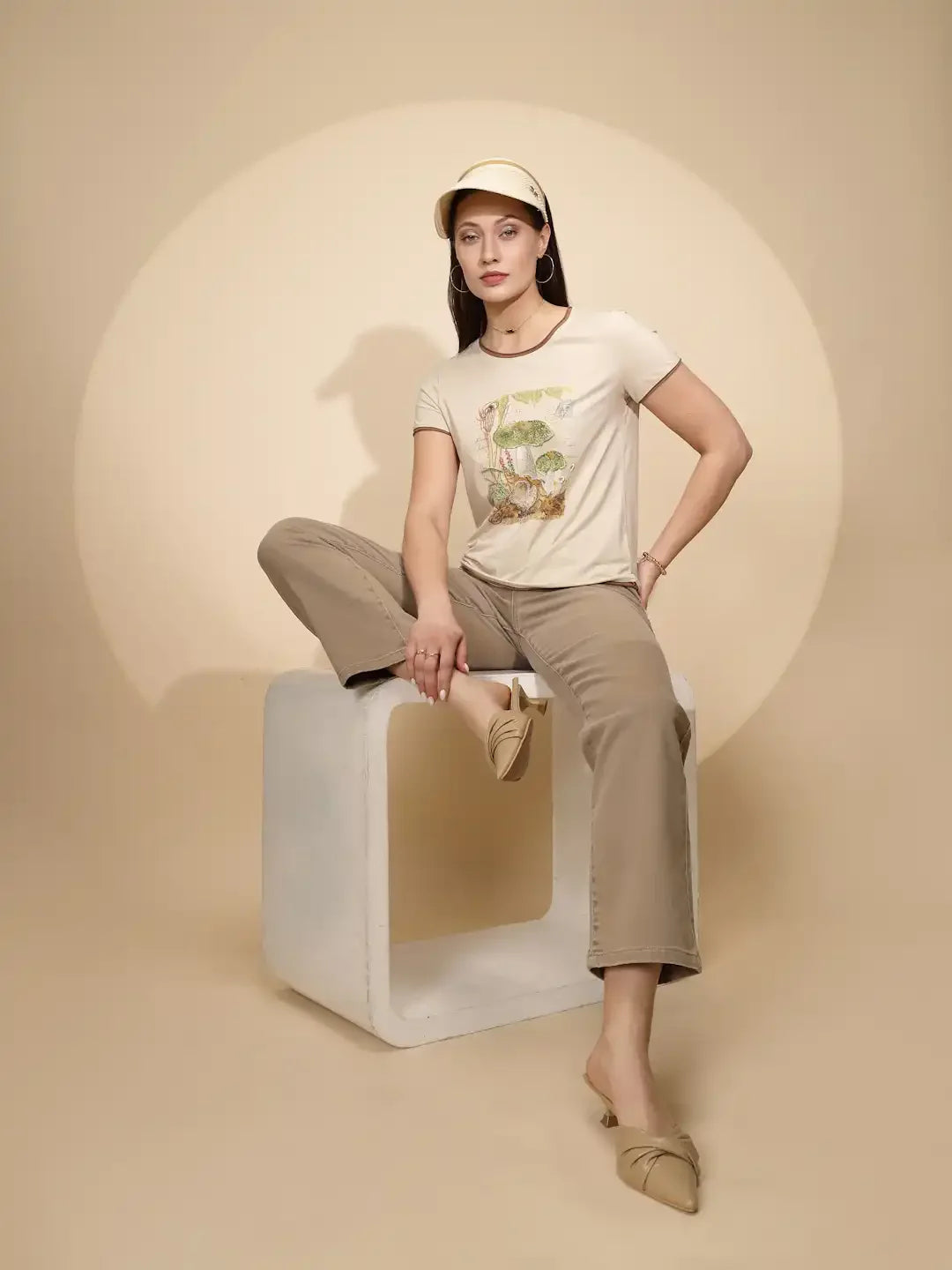 Beige Cotton Regular Fit Top - Global Republic