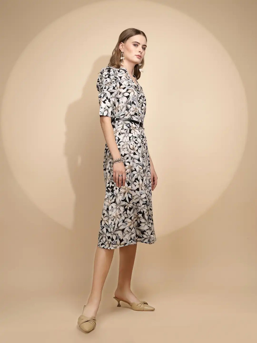 White Regular Fit Dress For Women - Global Republic