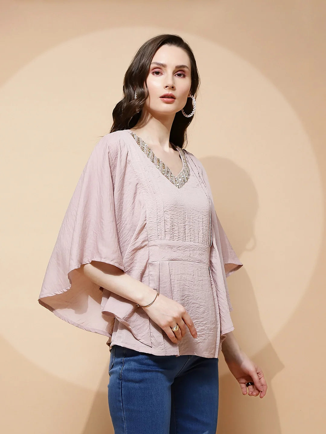 Nude Pink Regular Fit Blouse For Women - Global Republic