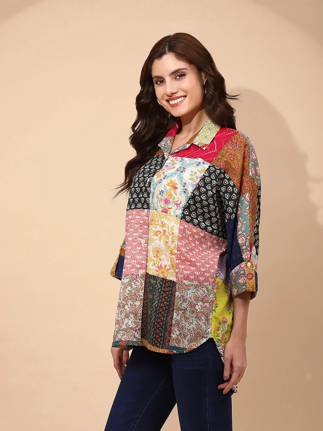 Multicolor Cotton Regular Fit Shirt For Women - Global Republic