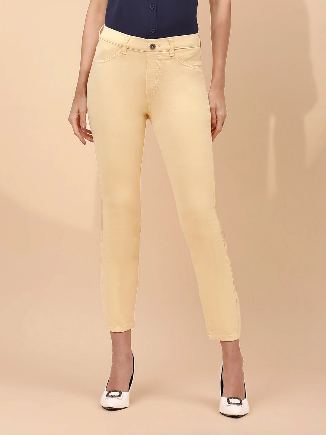 Yellow Cotton Blend Slim Jegging - Global Republic