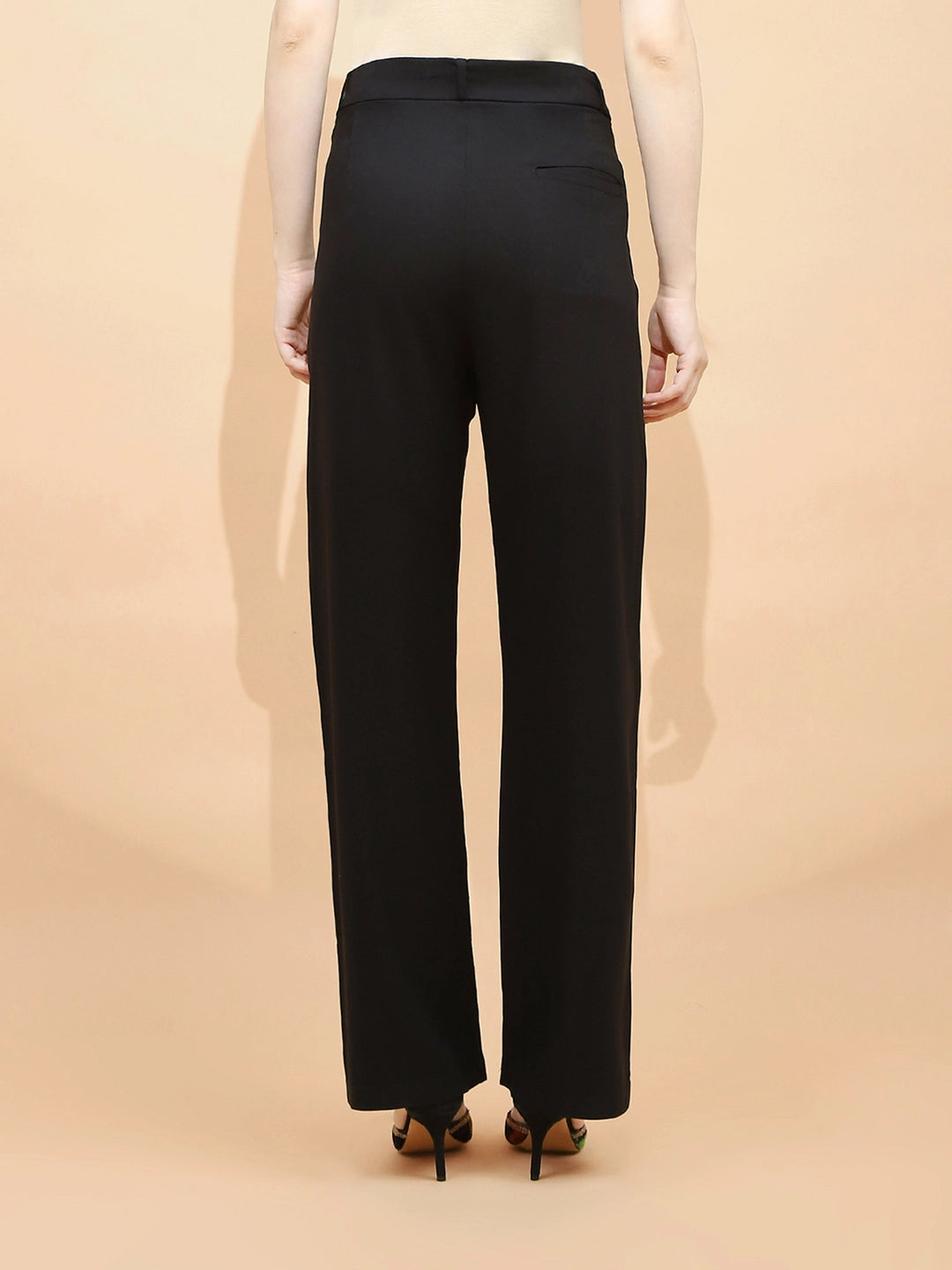 Black Cotton Blend Relaxed Fit Trouser - Global Republic