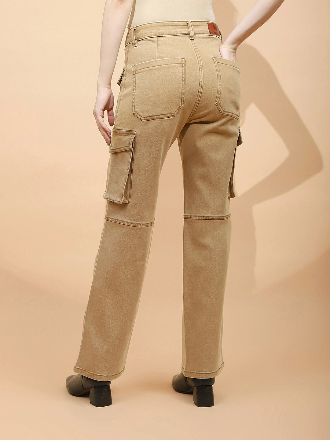 Tan Brown Cotton Regular Fit Cargo - Global Republic