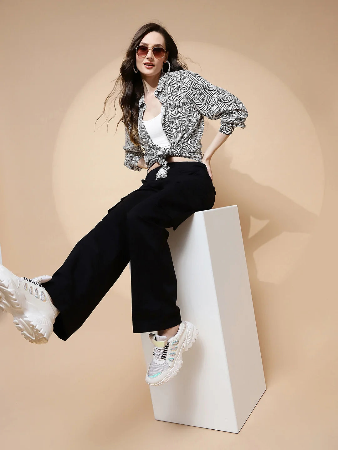 Black Relaxed Fit Cotton Cargo - Global Republic