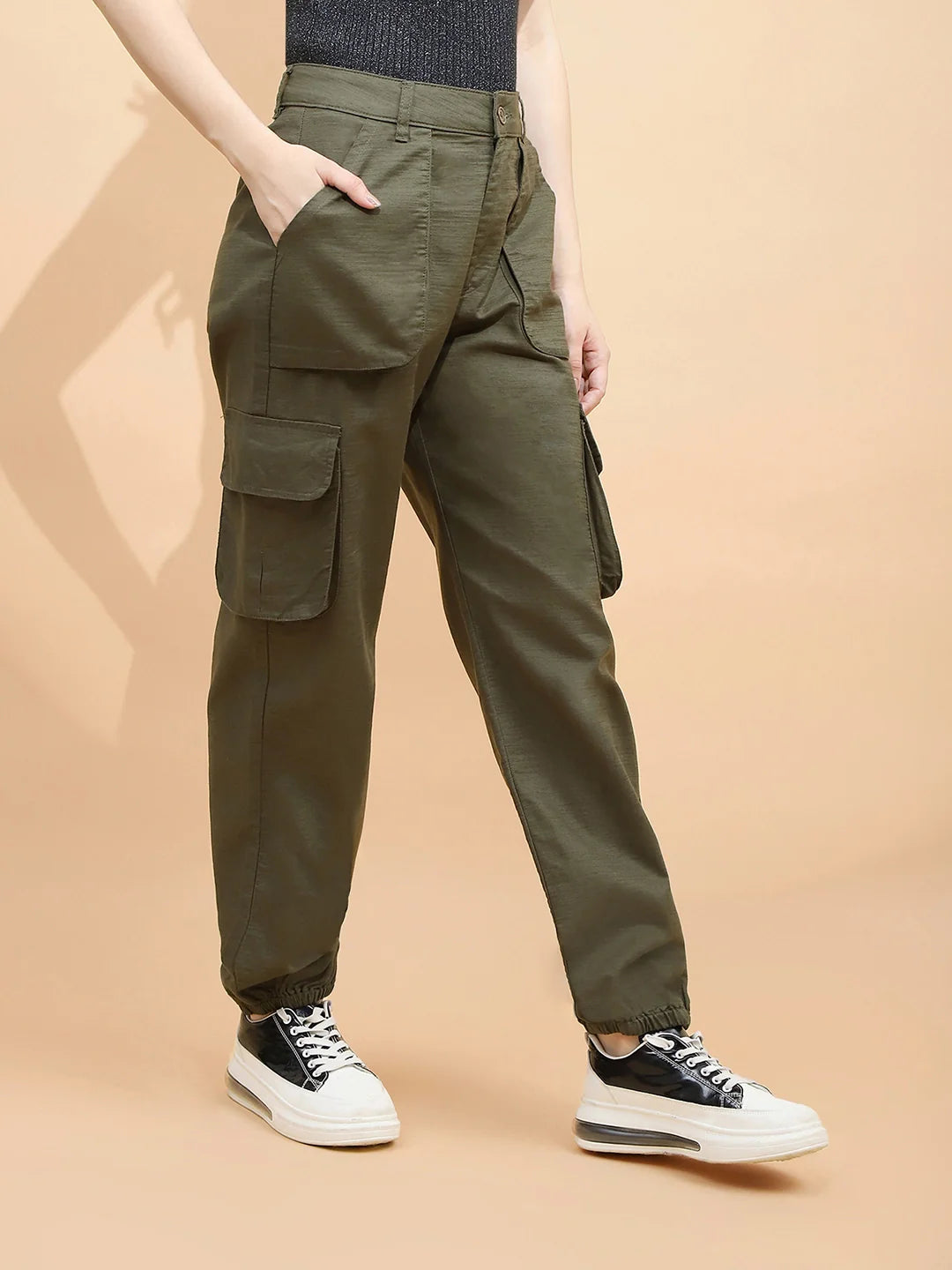 Olive Cotton Straight Fit Jogger - Global Republic