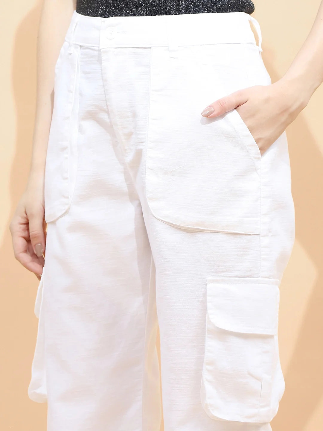 White Cotton Straight Fit Jogger - Global Republic