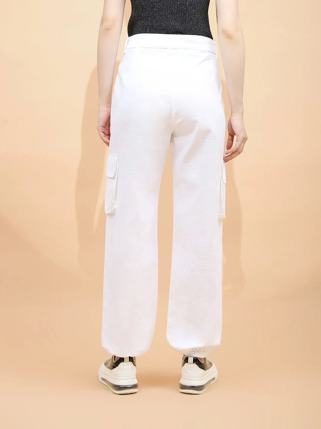 White Cotton Straight Fit Jogger - Global Republic