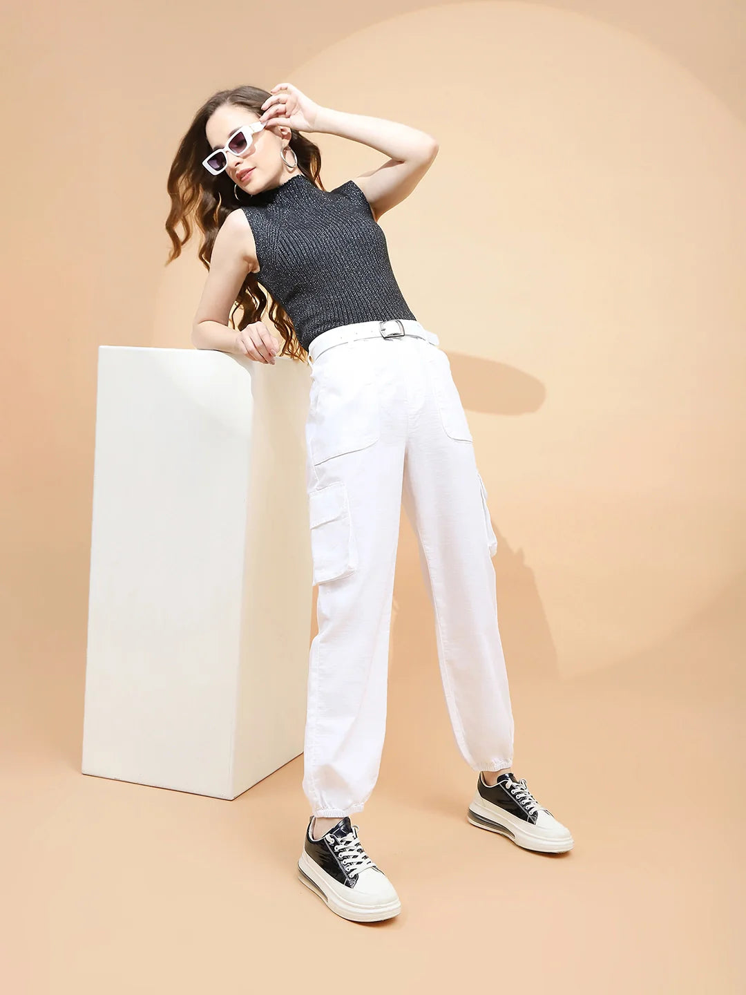 White Cotton Straight Fit Jogger - Global Republic