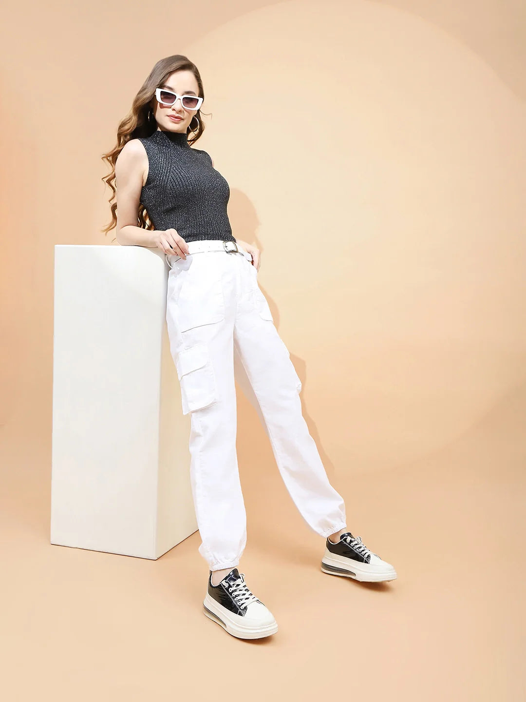 White Cotton Straight Fit Jogger - Global Republic