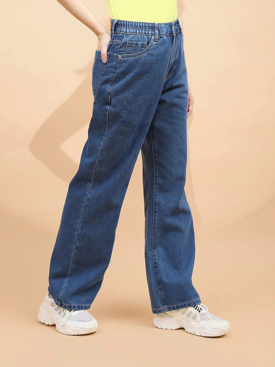 Blue Cotton Blend Relaxed Jeans - Global Republic