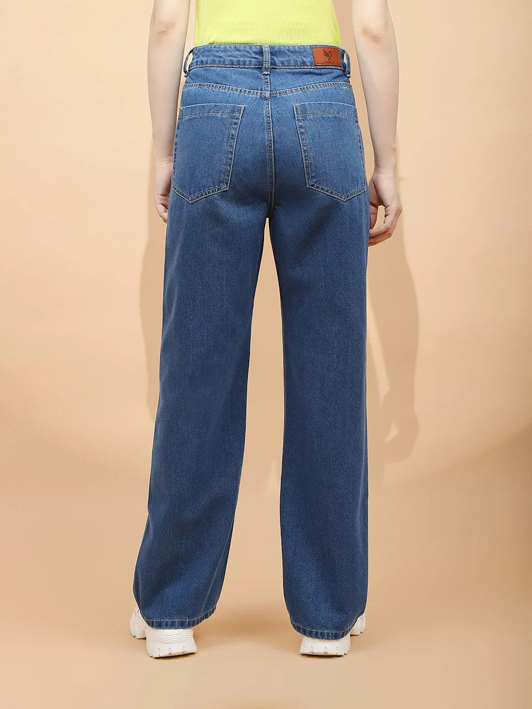 Blue Cotton Blend Relaxed Jeans - Global Republic