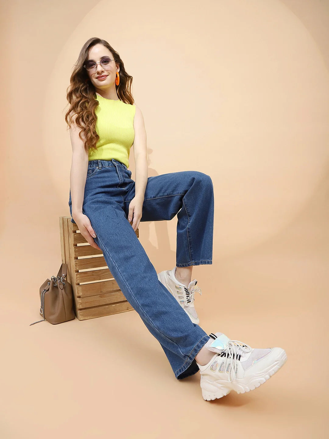 Blue Cotton Blend Relaxed Jeans - Global Republic