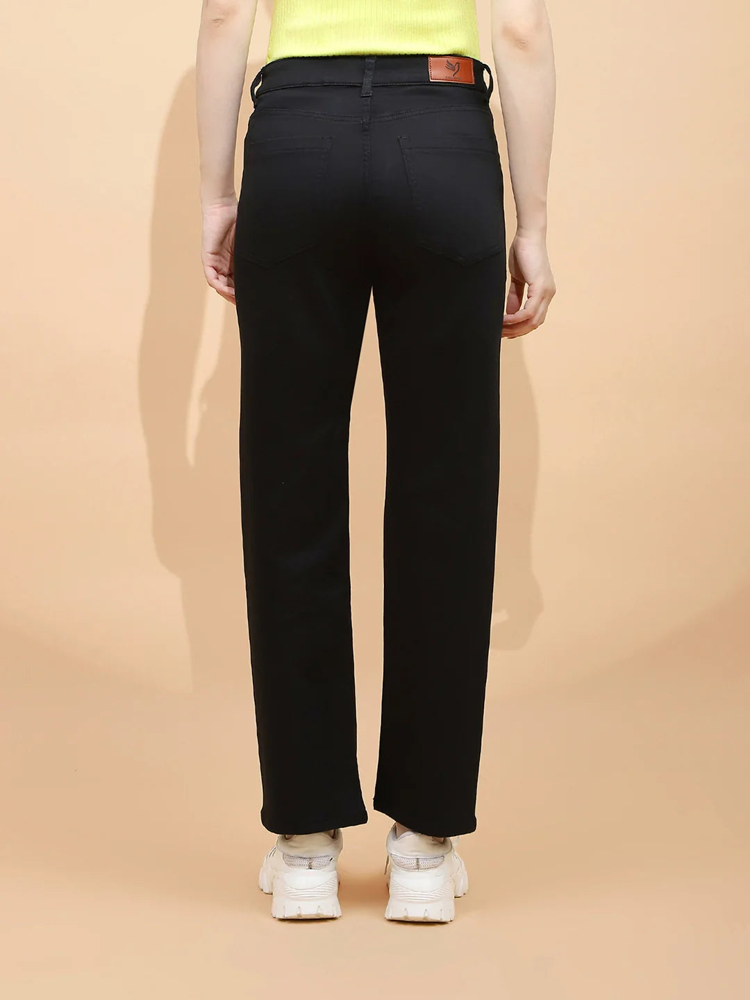 Black Cotton Blend Straight Fit Trouser - Global Republic