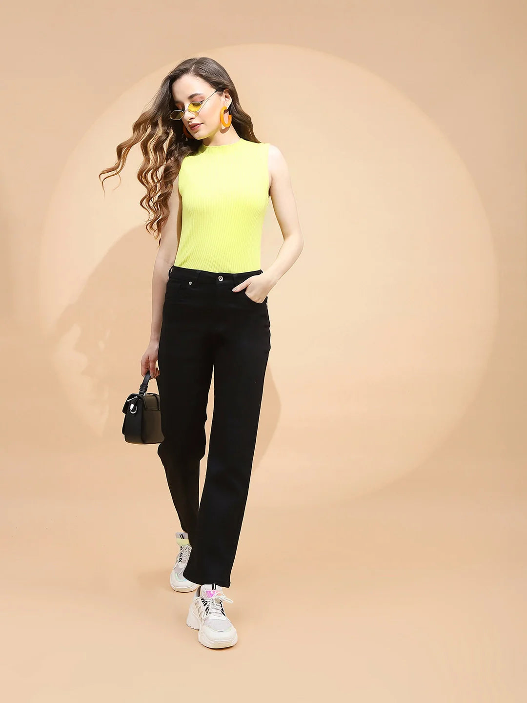 Black Cotton Blend Straight Fit Trouser - Global Republic