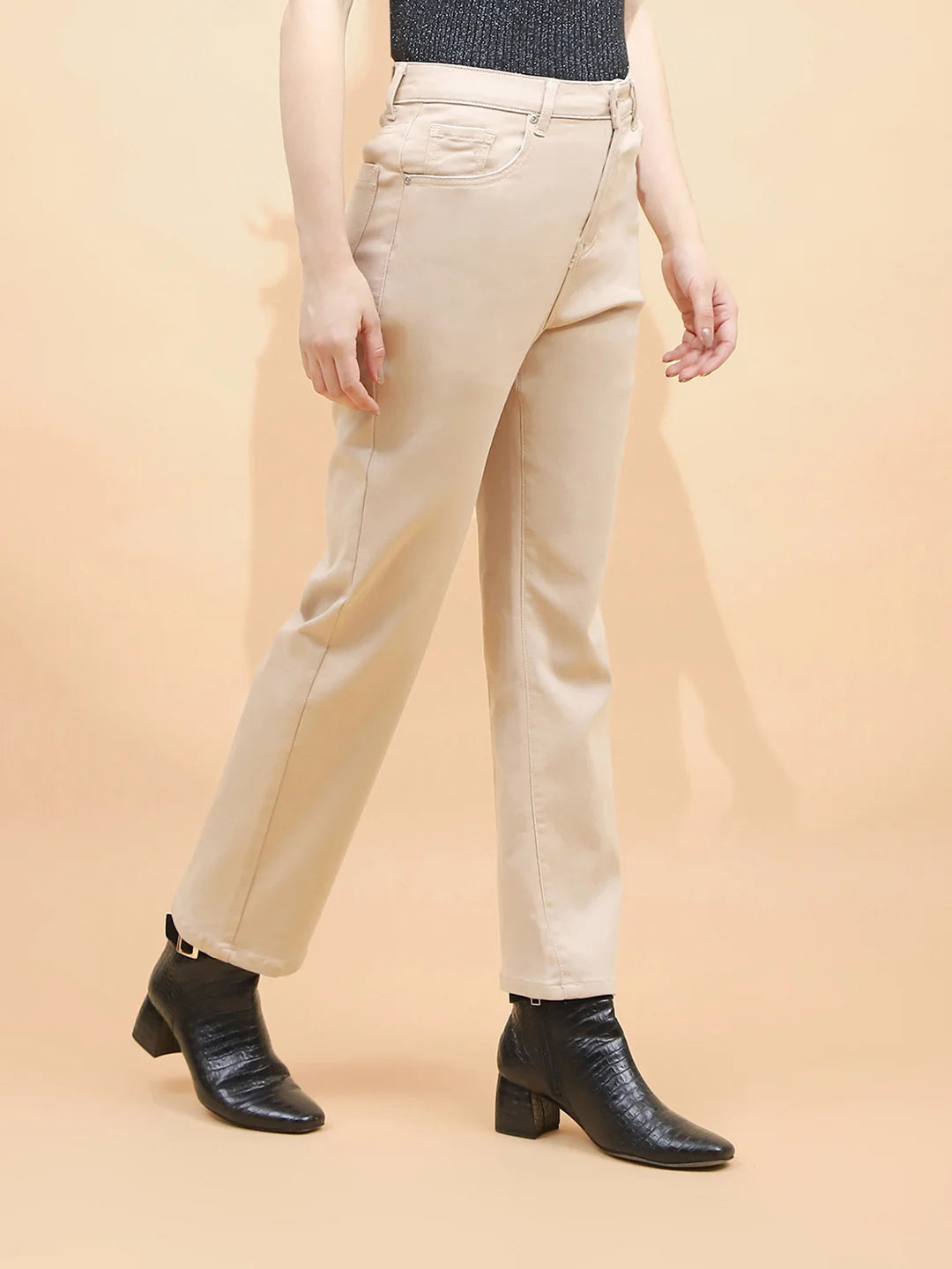 Fawn Cotton Straight Fit Trouser - Global Republic