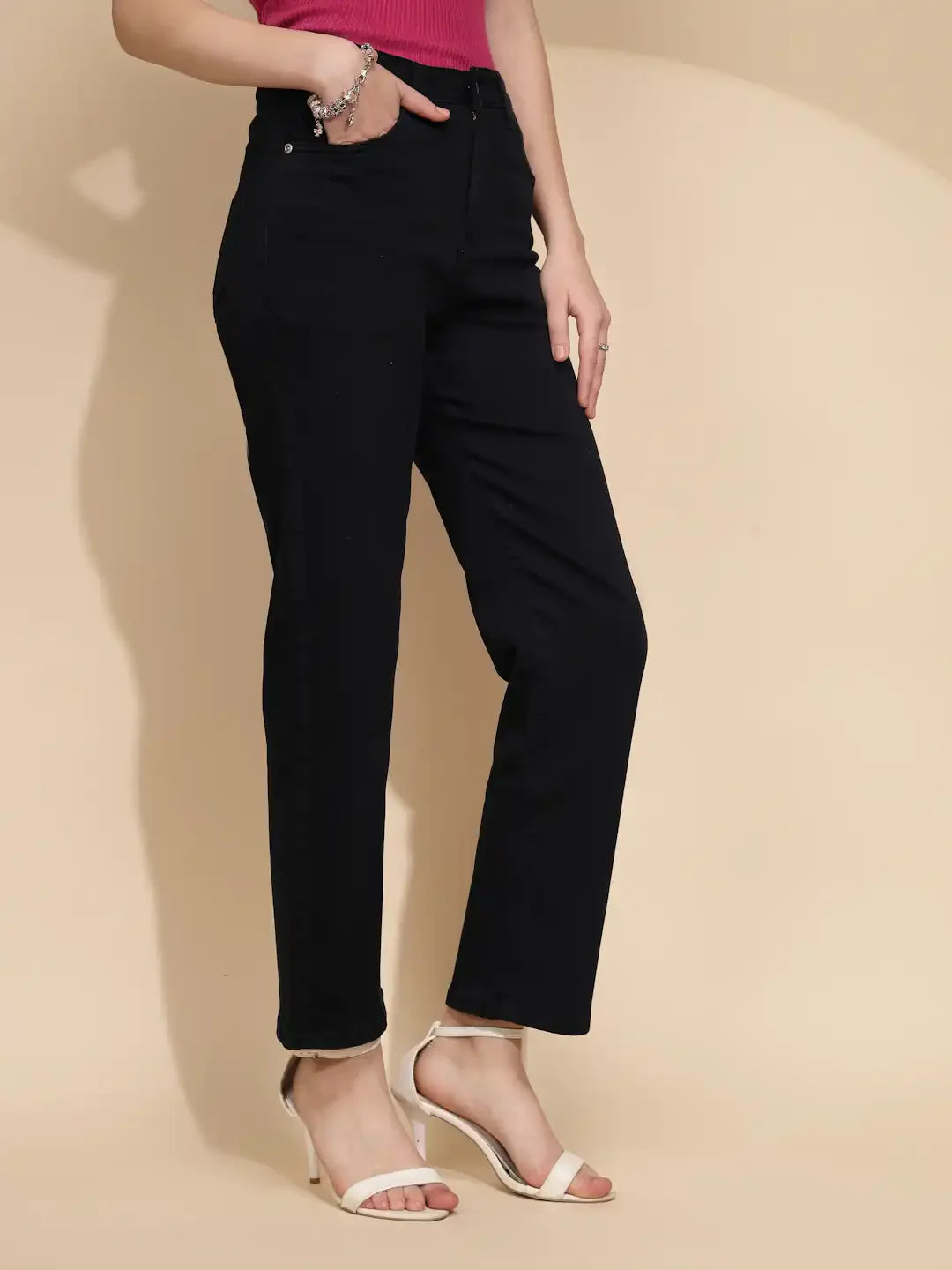 Navy Blue Cotton Blend Trouser - Global Republic
