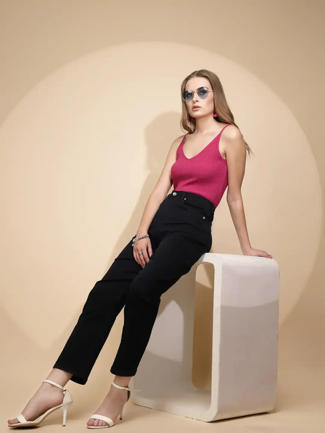 Navy Blue Cotton Blend Trouser - Global Republic