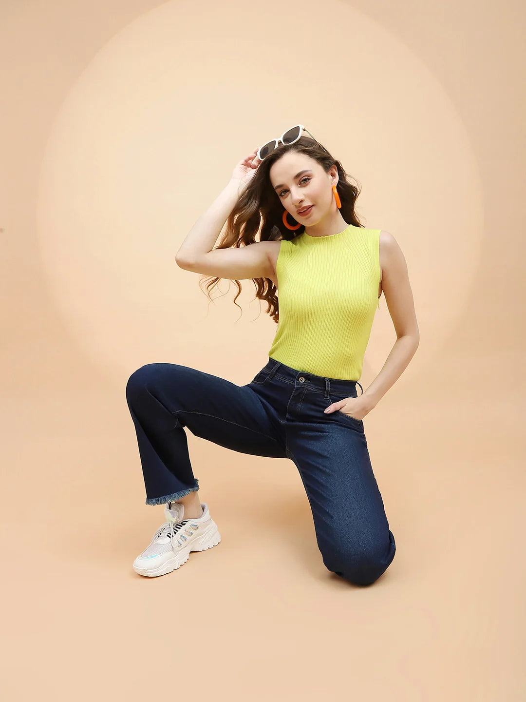 Blue Cotton Flared Jeans - Global Republic