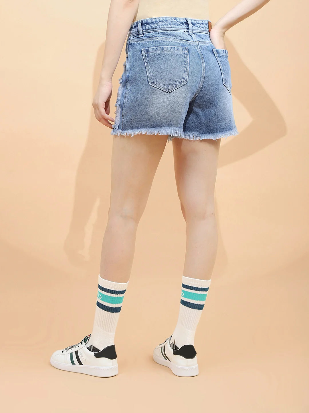 Dark Blue Cotton Regular Fit Shorts - Global Republic
