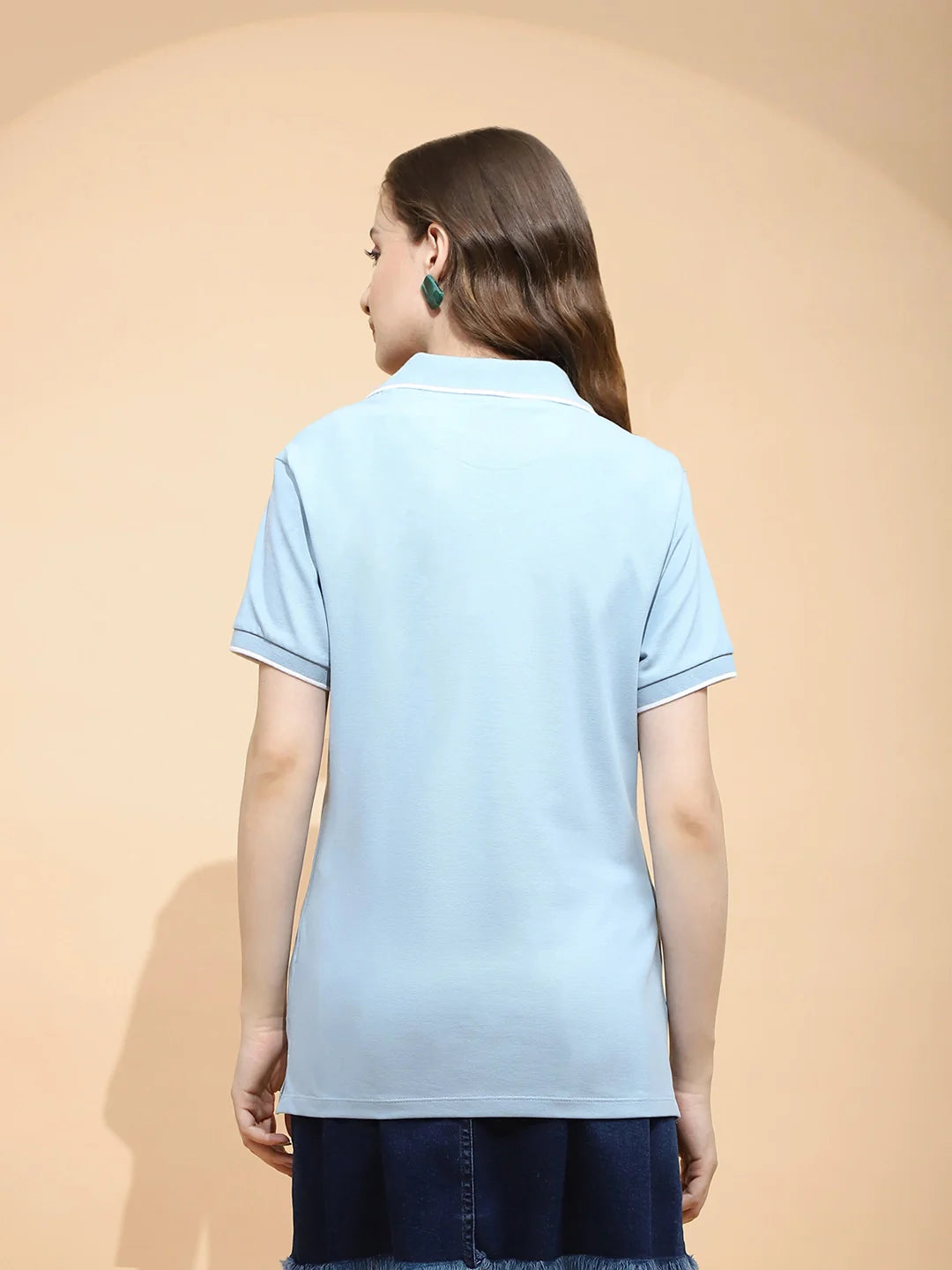 Sky Blue Cotton Blend T-Shirt - Global Republic