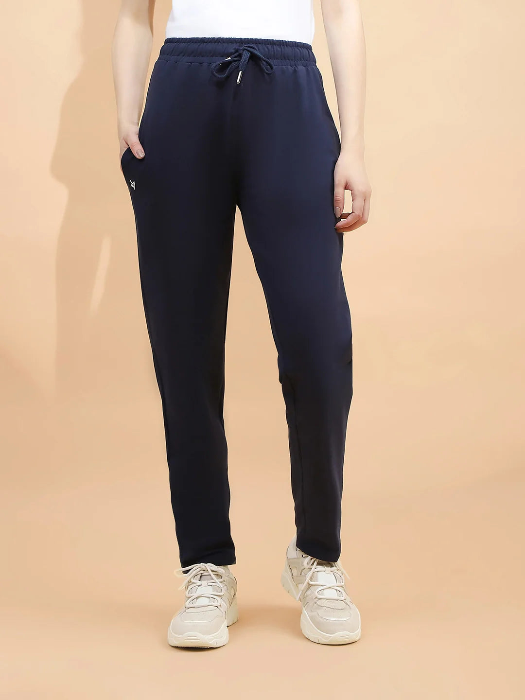 Navy Blue Polycotton Regular Fit Lower For Women