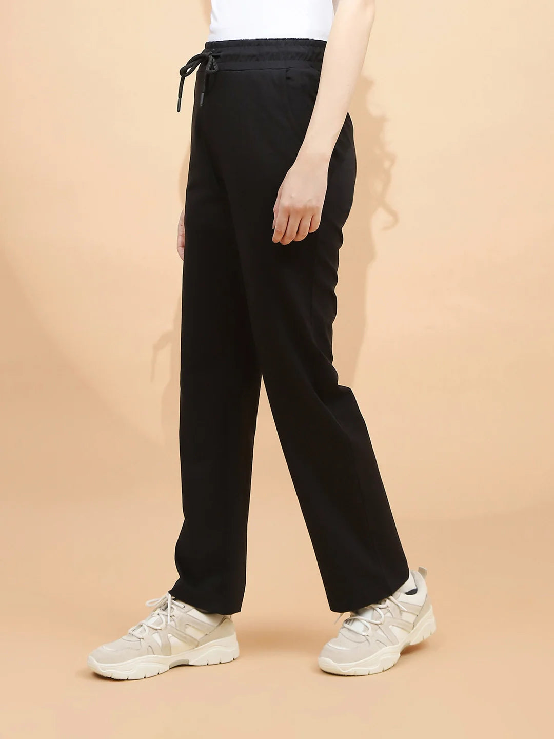 Black Cotton Blend Regular Fit Lower - Global Republic