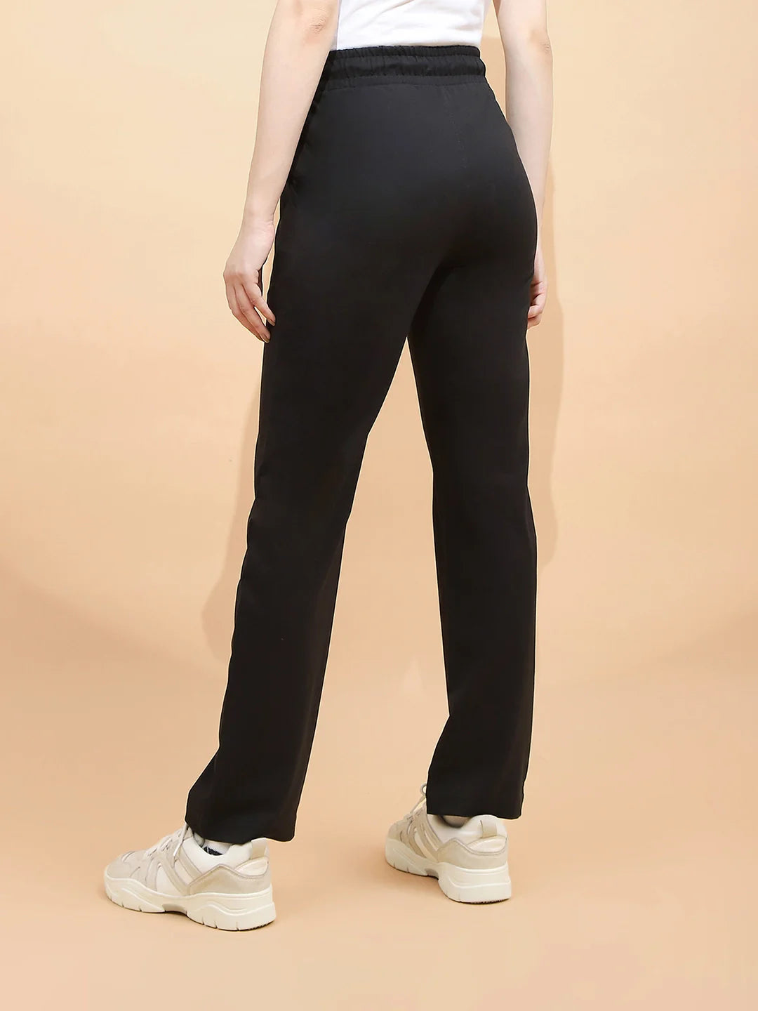 Black Cotton Blend Regular Fit Lower - Global Republic