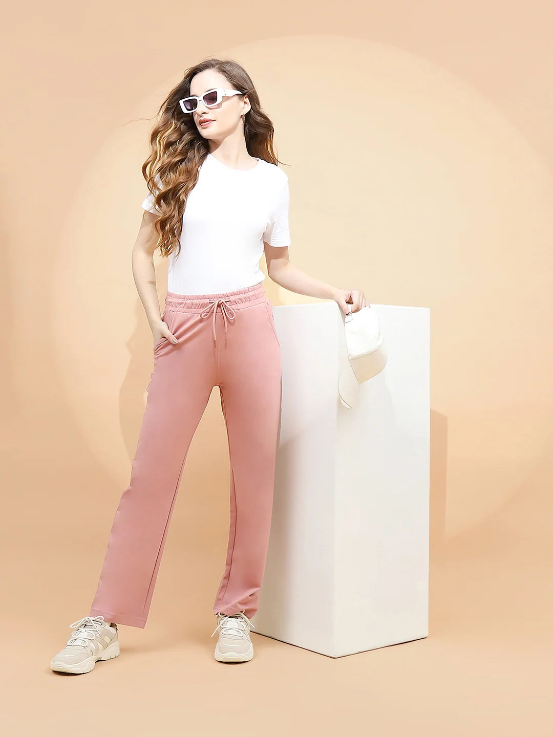 Pink Cotton Blend Regular Fit Lower - Global Republic
