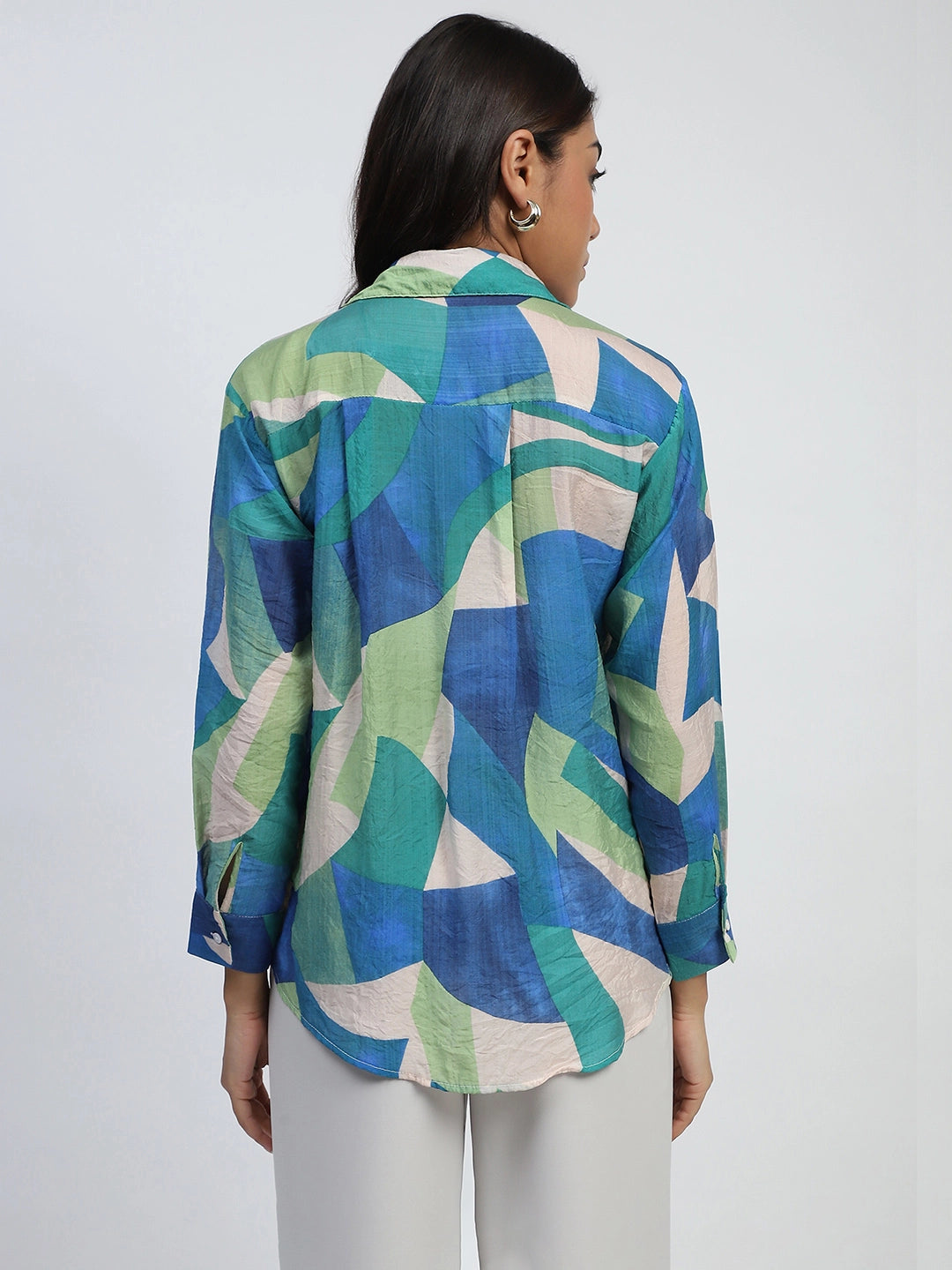 Blue Abstract Rayon Blend Shirt - Global Republic