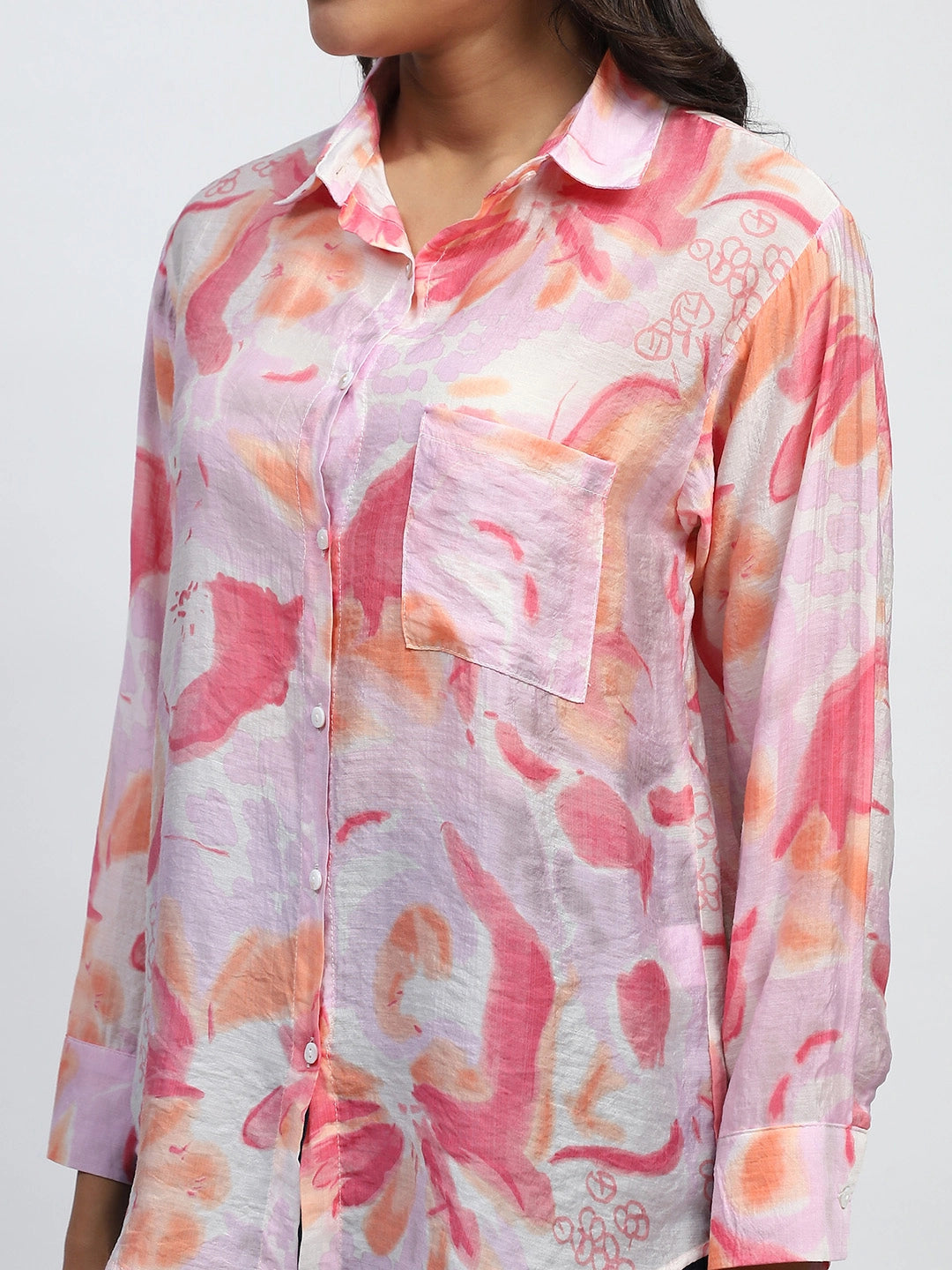 Pink Floral Rayon Blend Shirt - Global Republic
