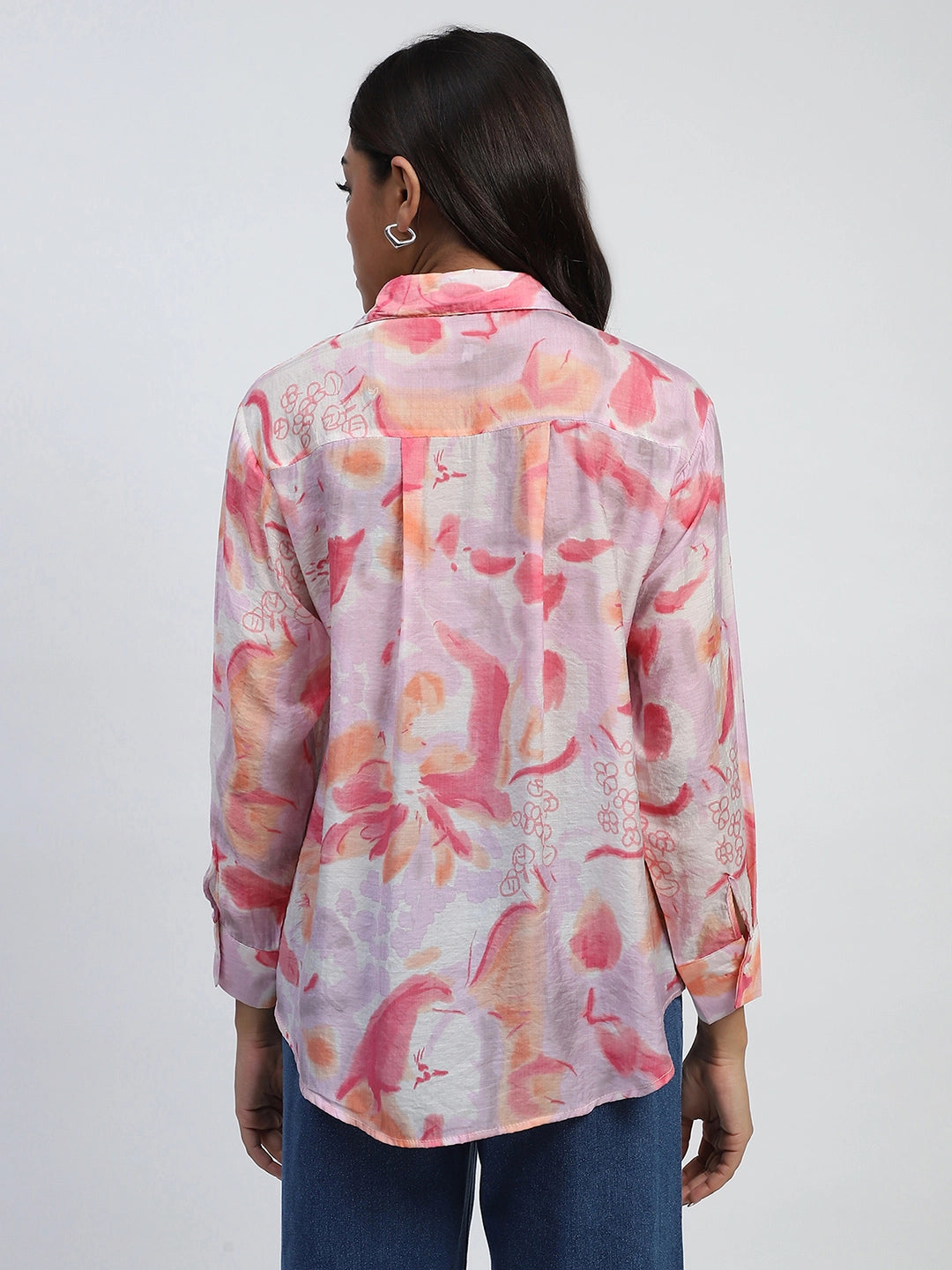 Pink Floral Rayon Blend Shirt - Global Republic