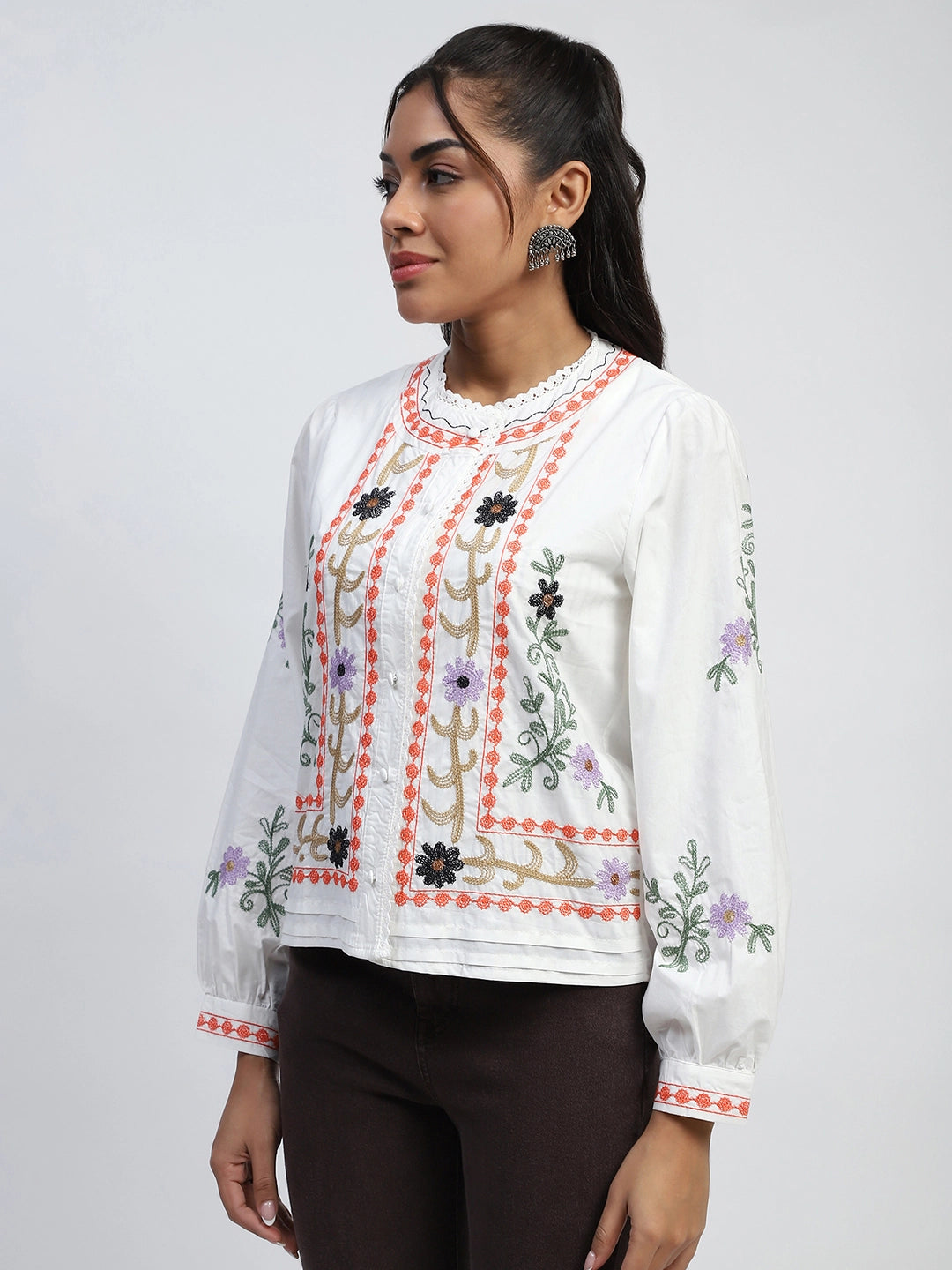Embroidered Cotton Shirt - Global Republic