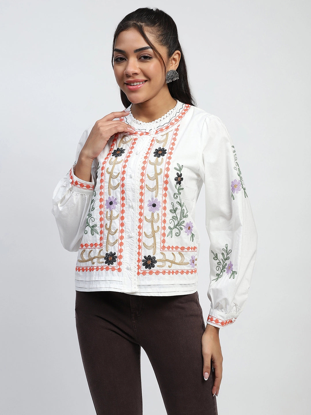 Embroidered Cotton Shirt - Global Republic