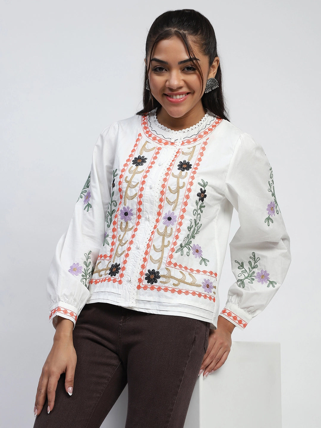 Embroidered Cotton Shirt - Global Republic