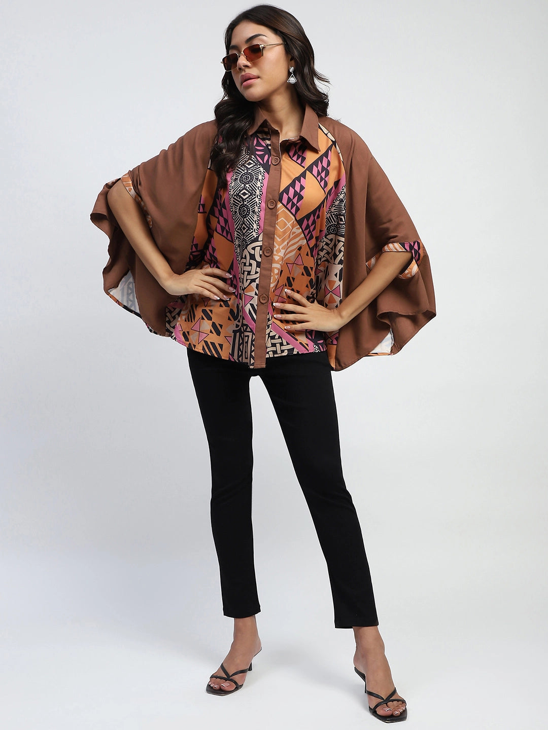 Rust Digital Oversized Cape - Global Republic