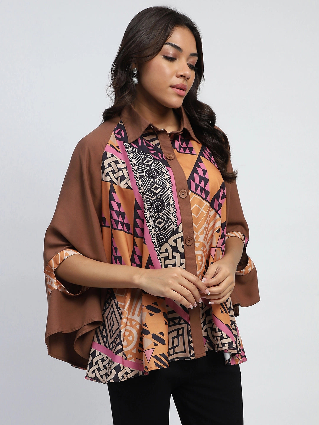 Rust Digital Oversized Cape - Global Republic