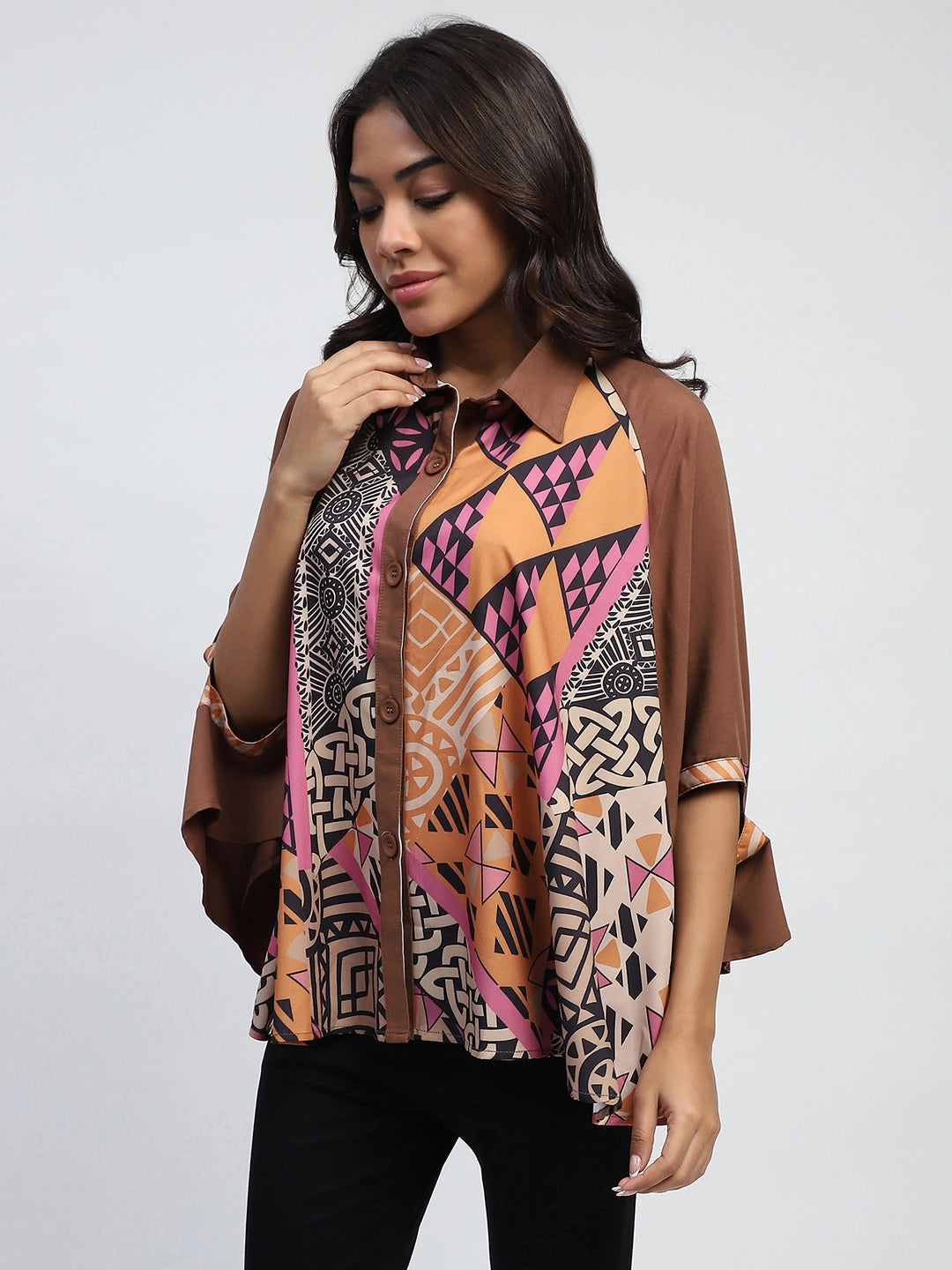 Rust Digital Oversized Cape - Global Republic