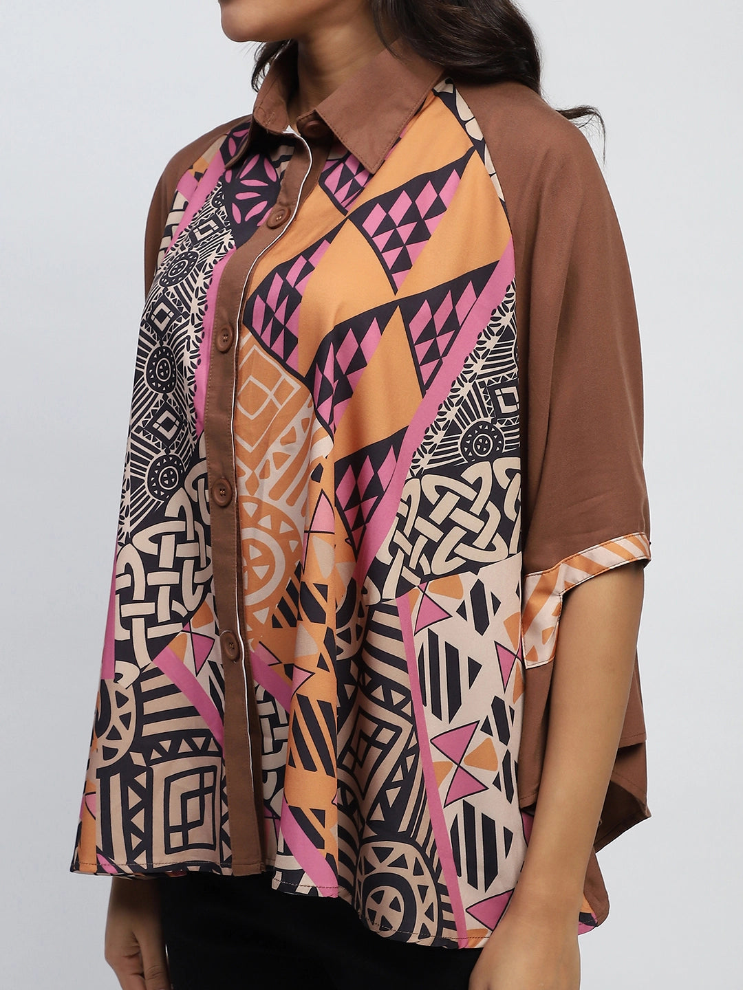 Rust Digital Oversized Cape - Global Republic