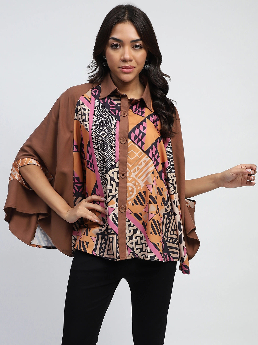 Rust Digital Oversized Cape - Global Republic