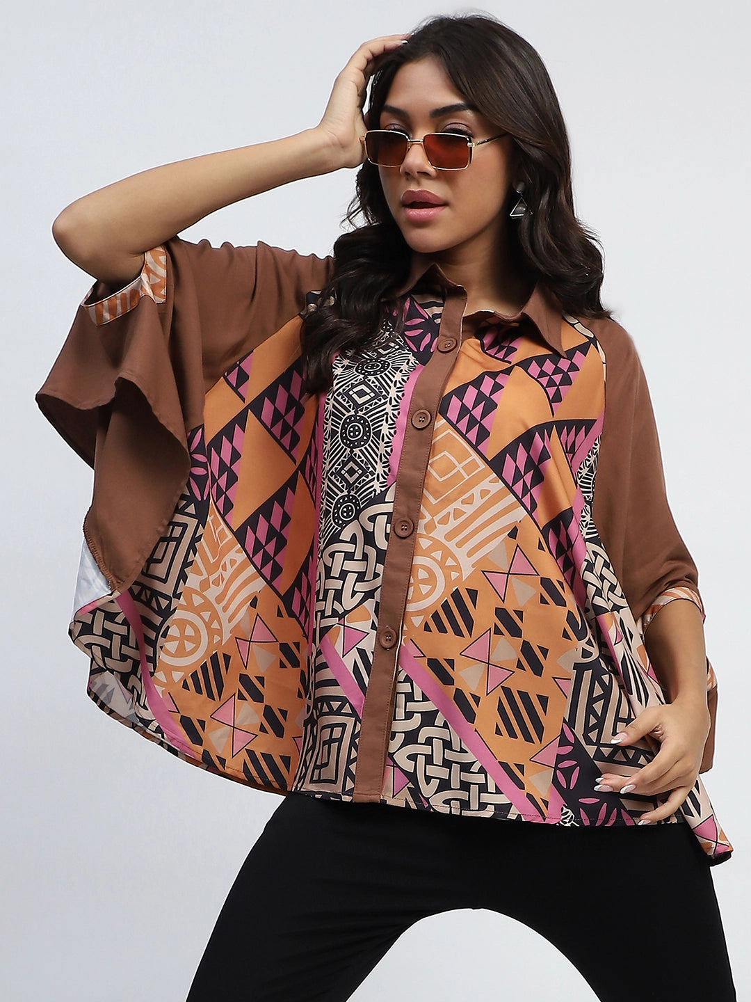 Rust Digital Oversized Cape - Global Republic