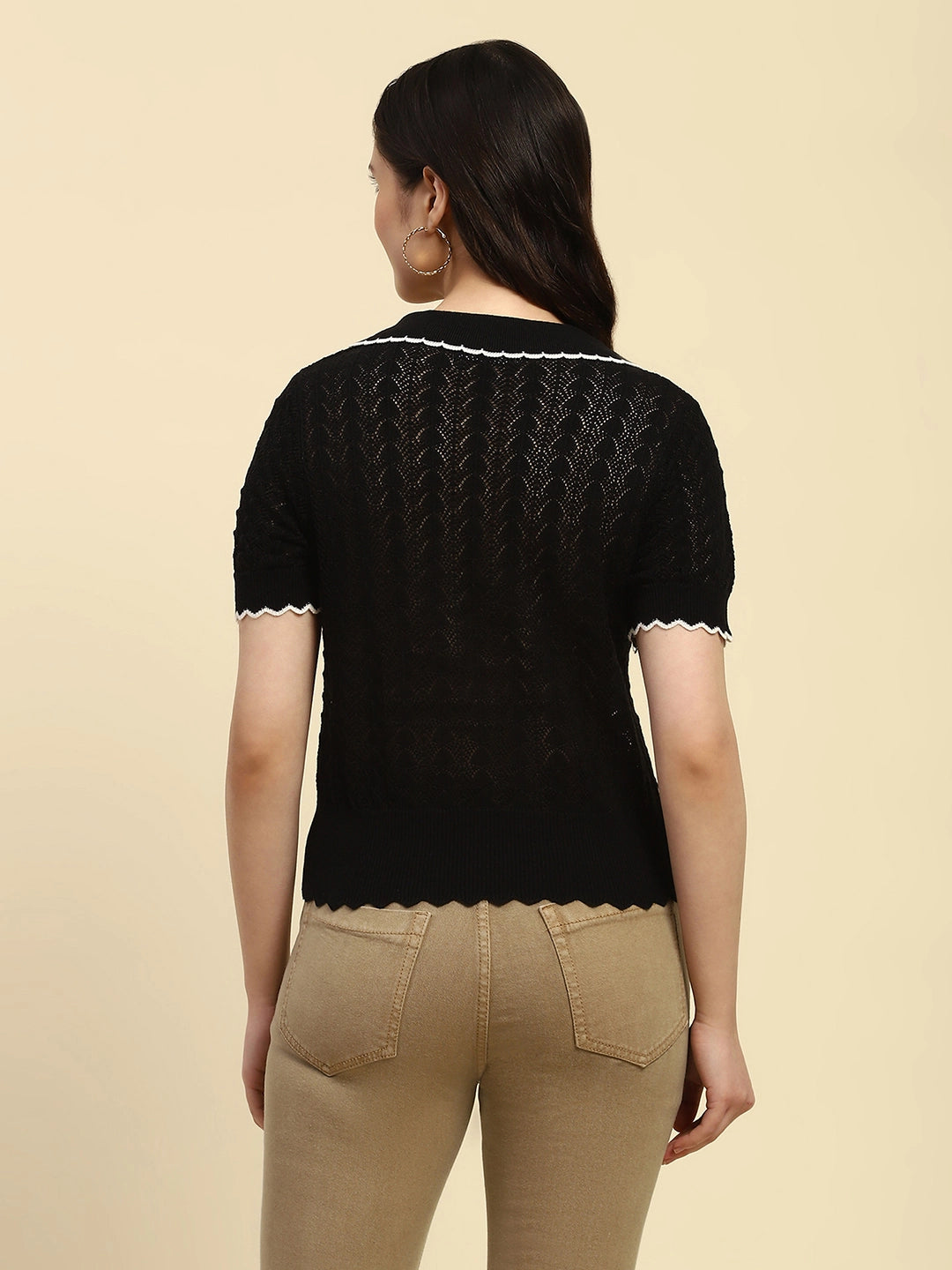 Textured Cotton Blend Crop Top - Global Republic