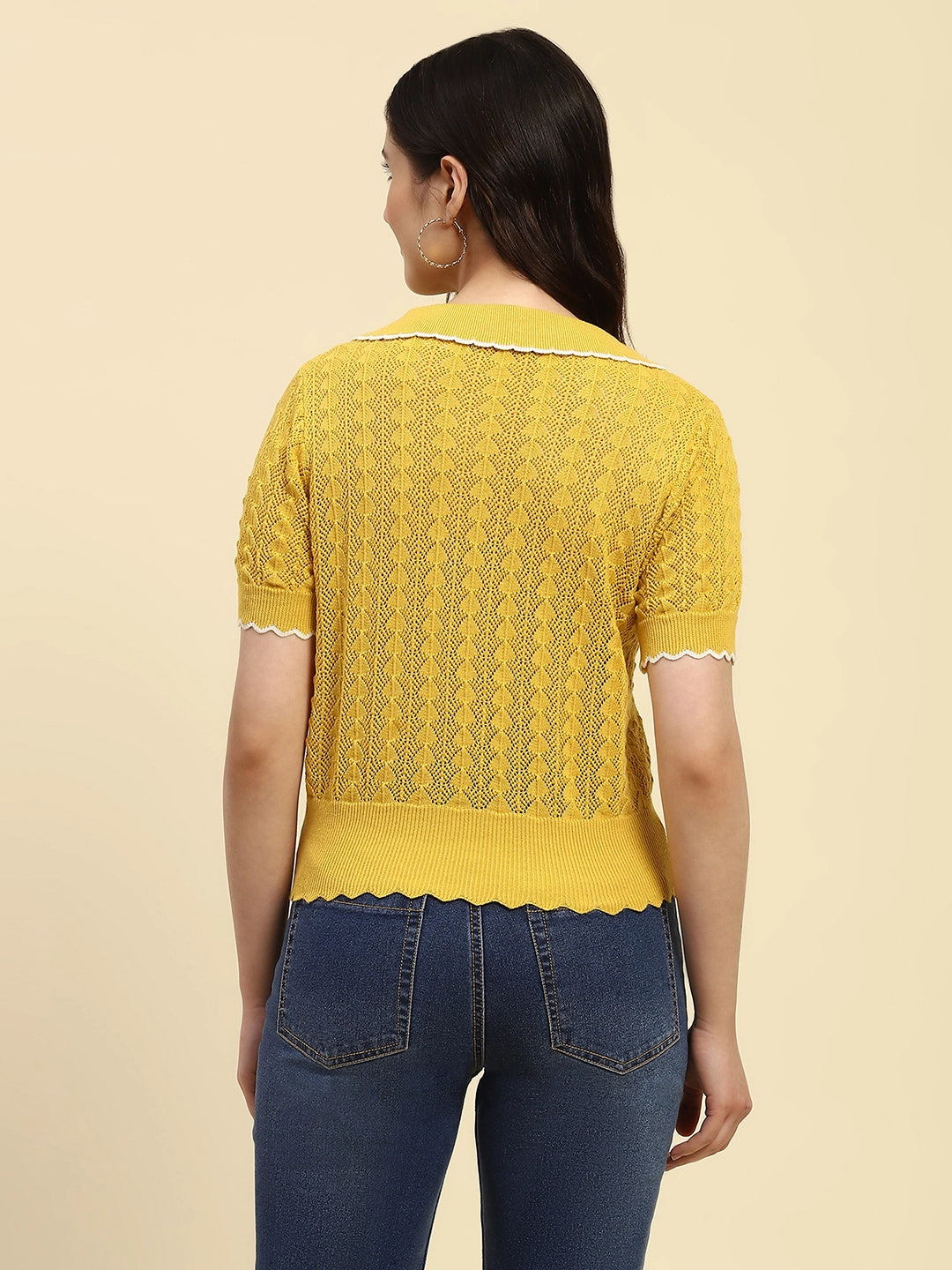 Yellow Cotton Blend Crop Top - Global Republic