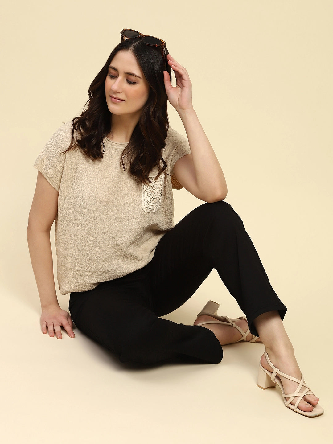 Natural Textured Viscose Boxy Top - Global Republic