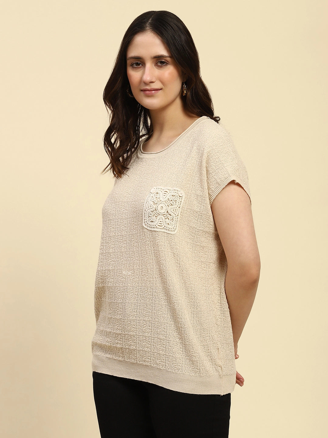 Natural Textured Viscose Boxy Top - Global Republic