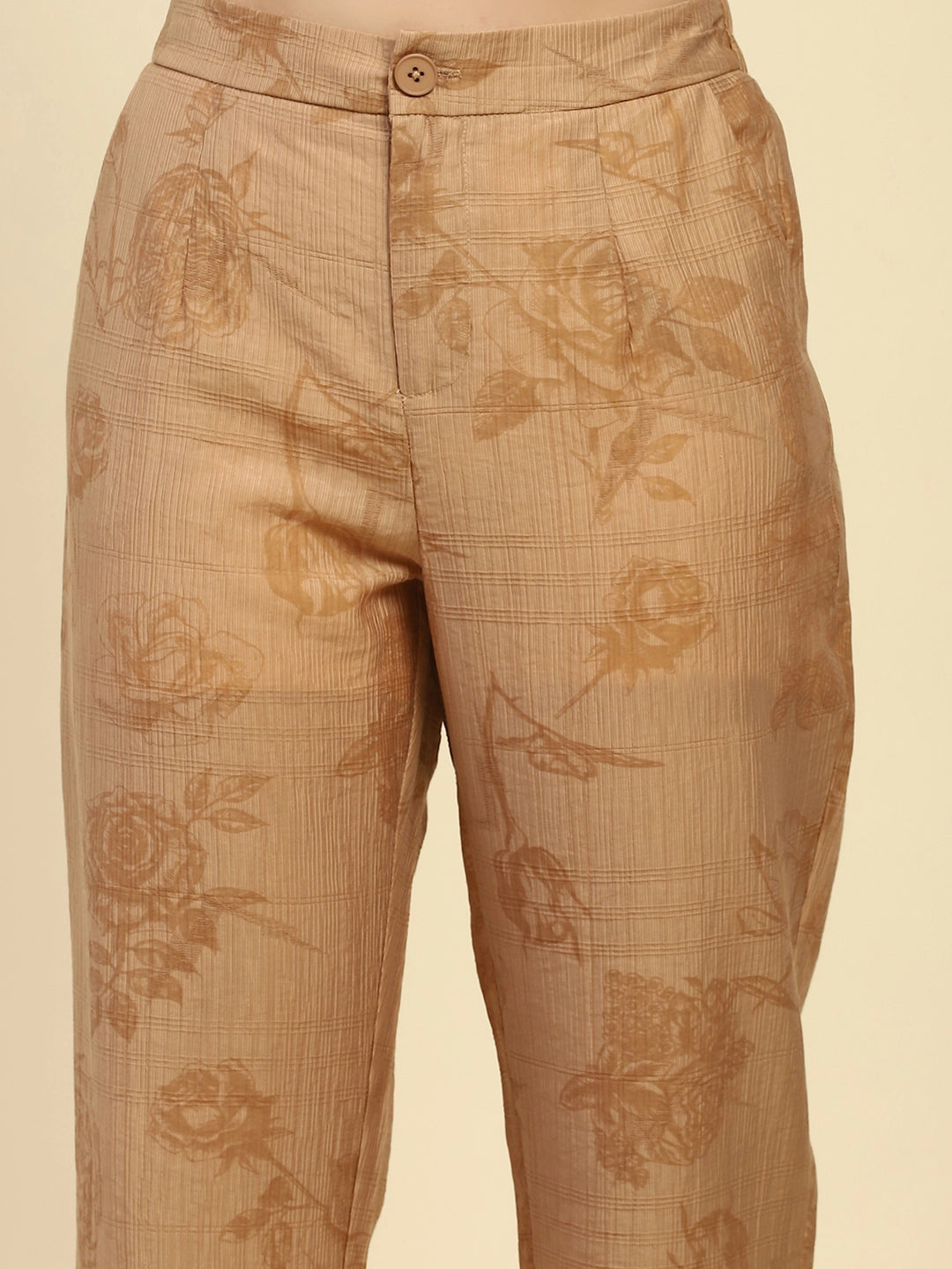 Beige Floral Tencel Relaxed Co-ord Set - Global Republic