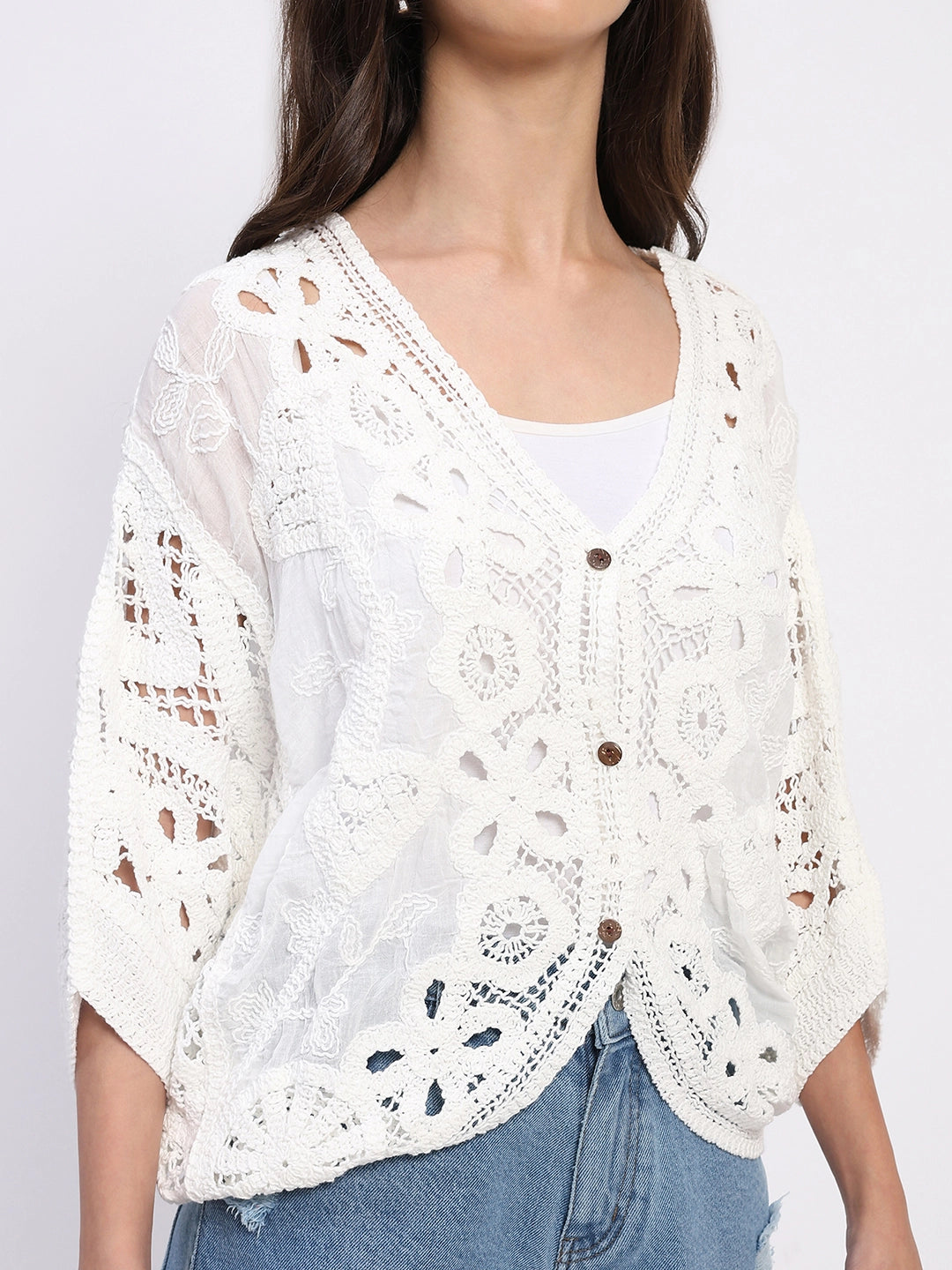 Cotton Embroidered Batwing Shrug - Global Republic