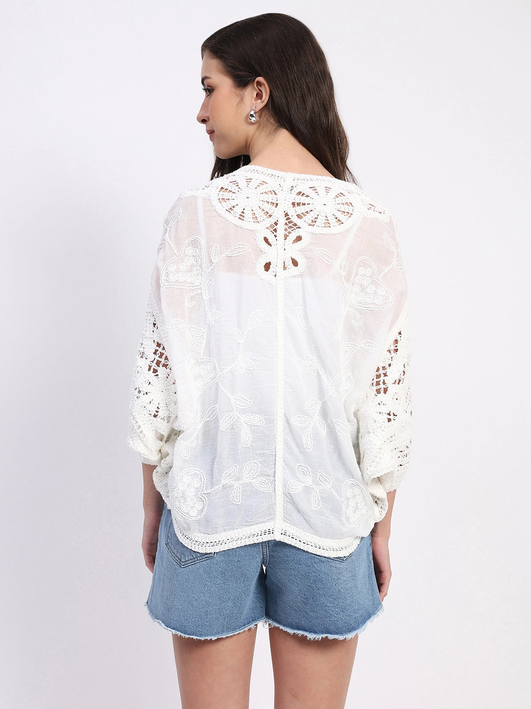 Cotton Embroidered Batwing Shrug - Global Republic
